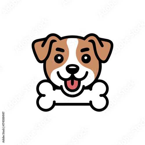 Baby Dog vector illustrations design, puppy playing bone in mouth, Funny friendly animals characters. Happy corgi, doberman, dalmatian, pug, dachshund. Flat puppy vector set of clipart