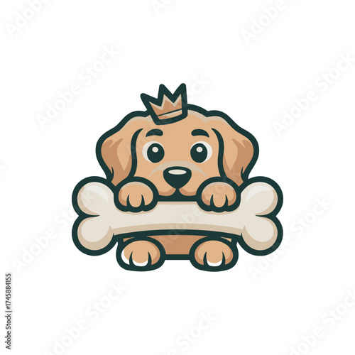 Baby Dog vector illustrations design, puppy playing bone in mouth, Funny friendly animals characters. Happy corgi, doberman, dalmatian, pug, dachshund. Flat puppy vector set of clipart