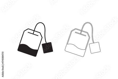 Vector tea bag icon set isolated on white background