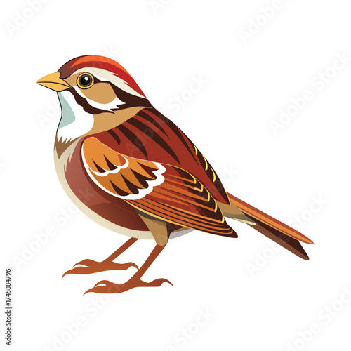 Song Sparrow bird vector illustration