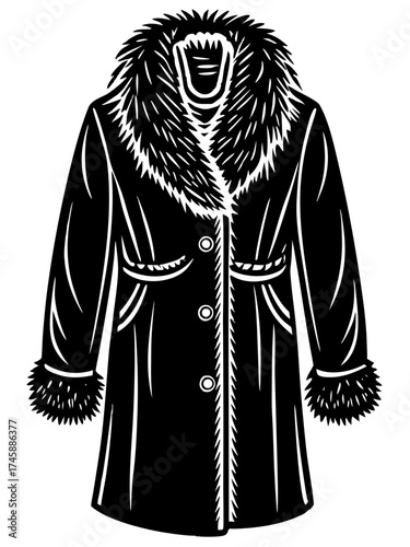 Stylish fur-collar coat with elegant design and detailed fur trim for winter fashion. This fur-collar coat features a unique silhouette and luxurious material