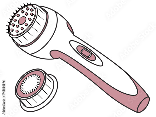 Facial cleansing brush with interchangeable heads designed for skincare routine and effective facial cleansing.