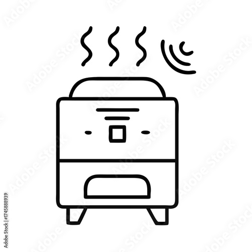 Humidifier emitting steam in modern design for flu season concept  