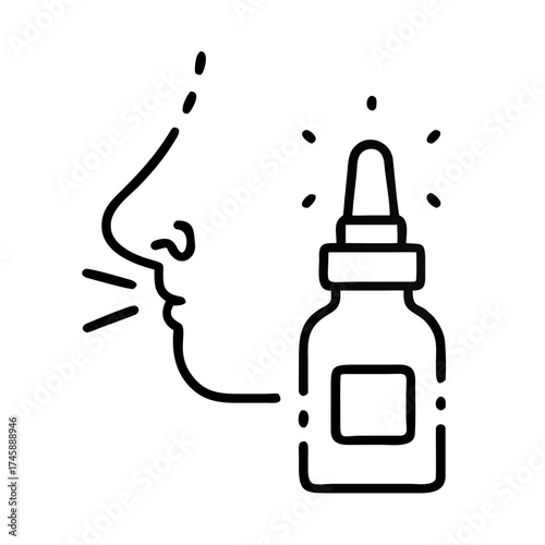 Person using nasal spray for relief from seasonal illnesses concept  