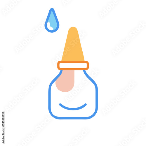 Nose drops bottle with drop icon for seasonal illnesses and flu season  