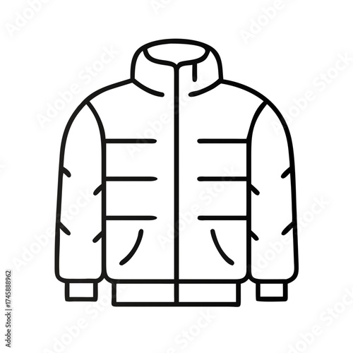 Line art illustration of a puffer jacket for winter fashion  