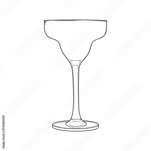 An elegant, minimalist glass for alcoholic drinks. A simple vector illustration for a bar menu, restaurant logo, or beverage design.