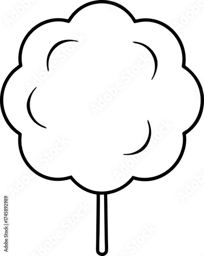 Cotton Candy Line Art for Sweet Treat Icons and Carnival-Themed Design Projects