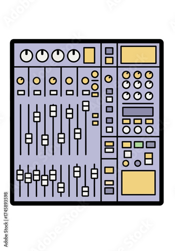 Flat Cartoon Vector Illustration of an Audio Mixer
