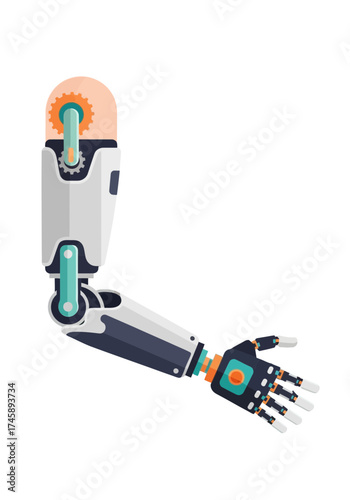 Futuristic Flat Vector Bionic Prosthetic Arm Illustration