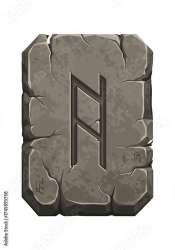 Stylized Vector Illustration of Ancient Norse Rune Stone