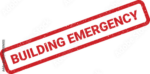 A textured red rubber stamp displaying crucial text about an urgent situation within a structure