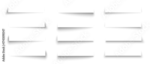 Realistic paper shadow overlay with soft 3D depth. Minimal vector frame for poster, banner or web layout. Clean modern design for cards, photos or transparent templates.