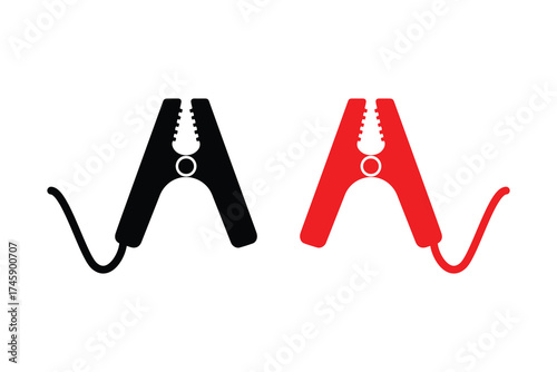 Vector jumper cable clamps on white background