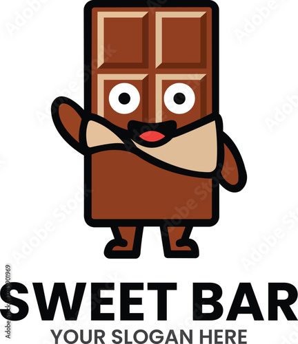 Sweet Bar Chocolate Mascot Logo for Confectionery and Dessert Branding
