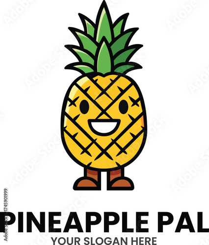 Pineapple Pal Mascot Logo for Tropical Fruit and Beverage Branding