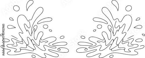 Black and white water splashes and droplets liquid fluid