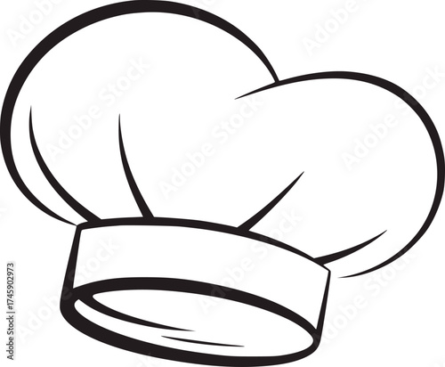 Chef hat black and white line drawing cooking kitchen
