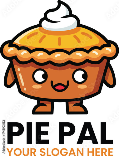 Pie Pal Mascot Logo for Bakery and Dessert Brand Identity