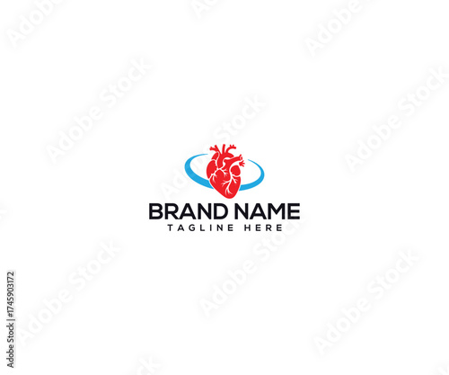 Heart health and well-being Icon: A simplified, graphic representation of a human heart, symbolizing the essence of life and health, set against a backdrop of modern design. 