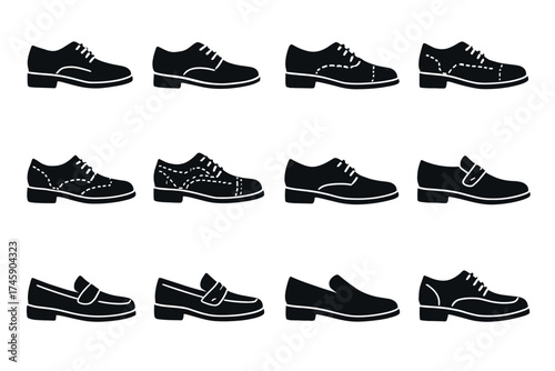 Collection of classic men's dress shoe silhouettes in various styles