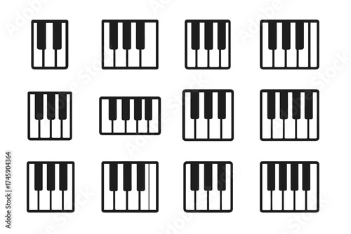 Monochrome piano key pattern: repetitive keyboard design in grid layout