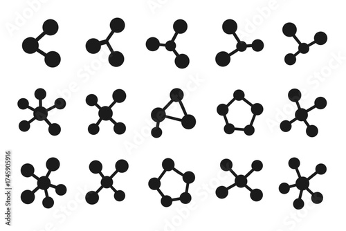 Set of various molecular structures with different geometric configurations
