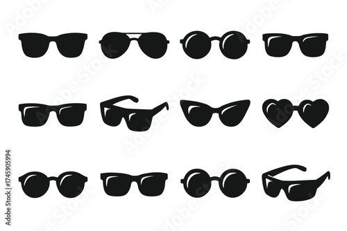 Variety of sunglasses silhouettes in different styles and shapes