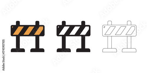 Vector road barrier, Under construction and traffic barricade symbol