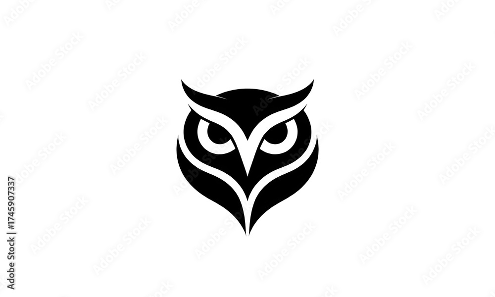 Obraz premium Abstract Black and White Owl Vector Illustration, Modern Design Style