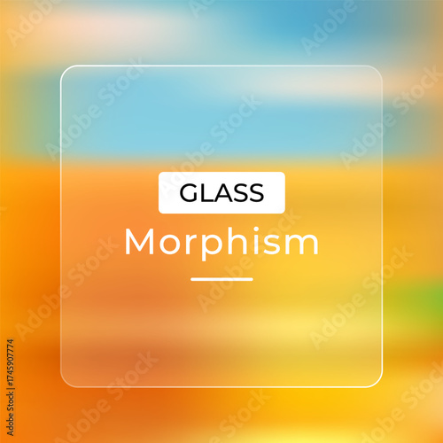 Glass morphism effect with frosted glass panel on a vibrant gradient background showcasing modern design and trendy aesthetic appeal