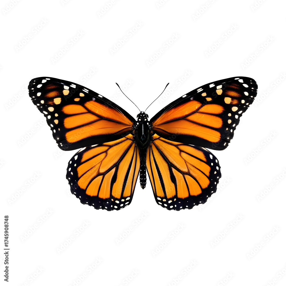 Obraz premium Realistic Butterfly PNG – Colorful Insect Isolated on White Background