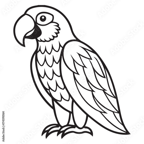 macaw parrot  vector icon outline