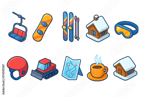 Winter sports 3d icon set. snowboarding, skiing, and winter activities icons collection