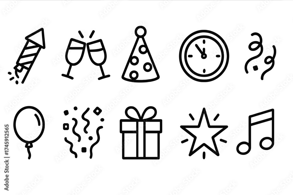 Fototapeta premium Celebration, party outline icon set. festivity, event icons outline collection