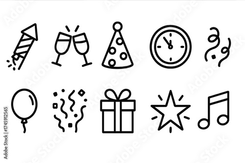 Celebration, party outline icon set. festivity, event icons outline collection