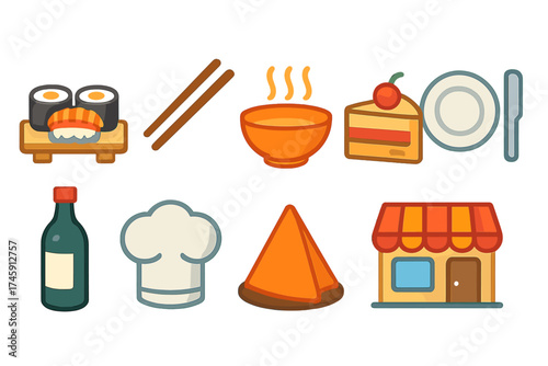 Cooking and food icon set. culinary, kitchen outline icons collection for gourmet needs