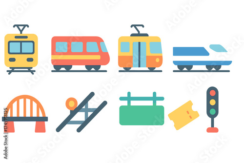 Public transport neon silhouette icon set. subway, tram, train, transit symbols collection