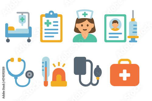 Medical and healthcare 3d icon set. essential hospital and clinic icons collection