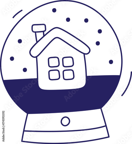 Snow Globe with House Doodle