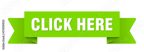 click here ribbon isolated on transparent background. click here ribbon