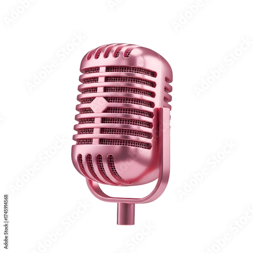 Vintage rosy microphone icon design in 3D rendering, 3D illustration isolated on white background