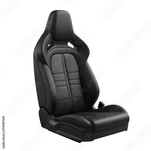 Black leather seat, isolated design icon, 3d illustration isolated on white background