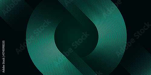 Abstract background with futuristic glowing green geometric line design. Modern gradient curved line pattern. Vector concept for banners, brochures, flyers, covers, presentations, and websites.