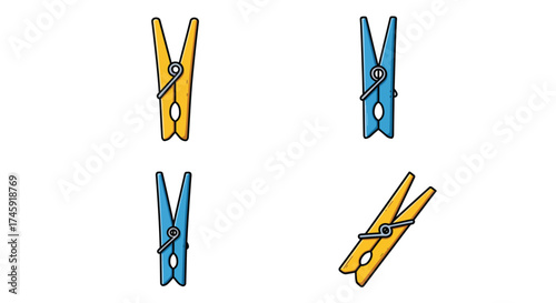 Colorful wooden clothespins arranged in a simple grid pattern illustration