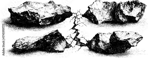 Isolated ice fragments with cracked patterns for design projects