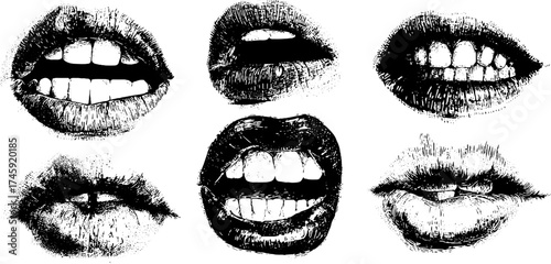 Expressive lips collection: isolated emotions set for creative designs