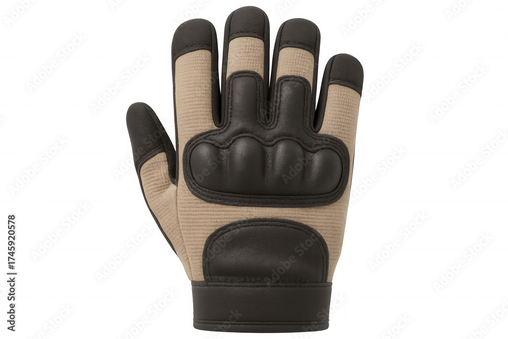 Obraz premium Tactical glove providing hand protection, featuring reinforced knuckles and durable materials for military, army, and outdoor use