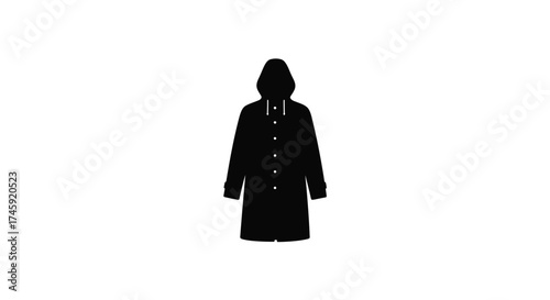 Silhouette of a person wearing a long coat and hooded garment