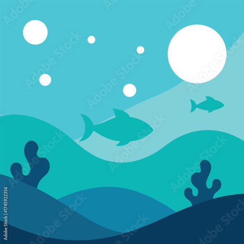 Underwater scene with fish and bubbles Keywords: underwater, ocean, sea, fish, marine life